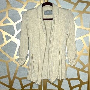Tart Open Front Jacket Sweater Cardigan  Beige Long Sleeve Zip‎ Pockets